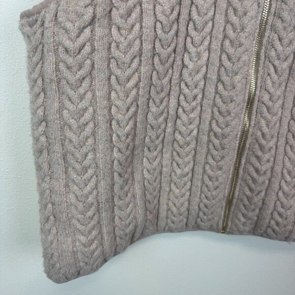 Joie Cable Knit Puffer Vest Womens XL beige full zip - Picture 4 of 7